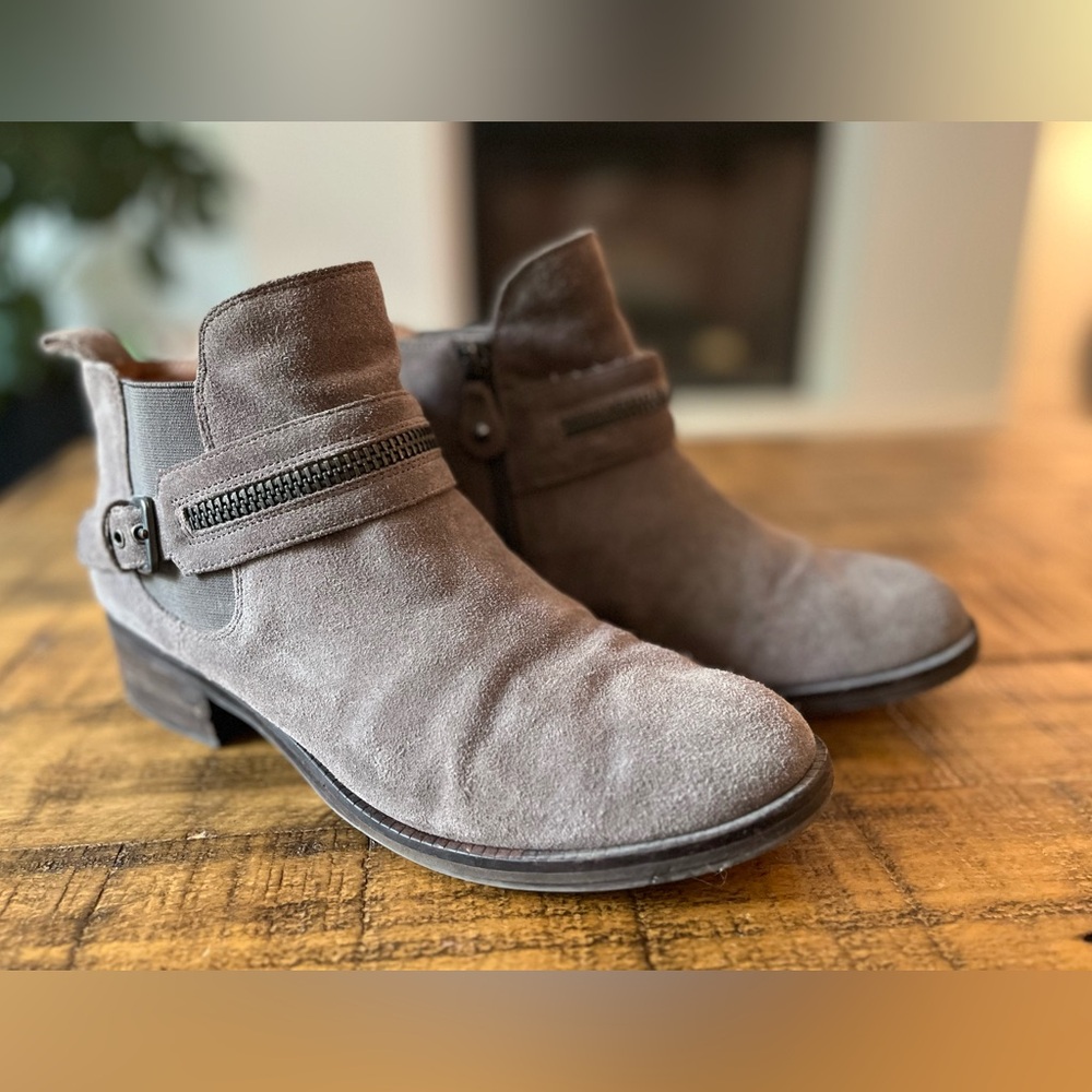 Gray Suede Ankle Boots - W size 9.5